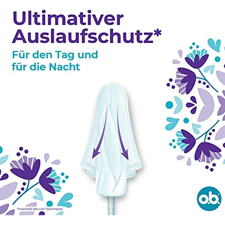o.b. ExtraProtect Tampons Normal, mit extra Schutzflügeln und Dynamic Fit Technologie, 100% pflanzlich basierter Tamponkern, gynäkologisch getestet – Bild 2
