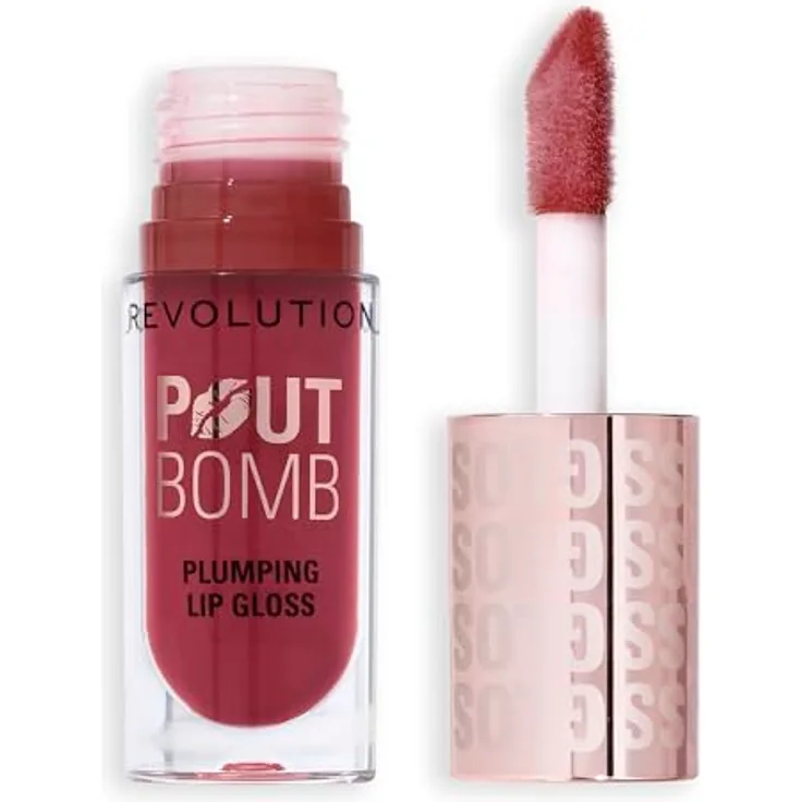 Makeup Revolution Pout Bomb Lipgloss, Lippenvergrößernde Behandlung in Rosewood Rose Pink, 4.6 ml