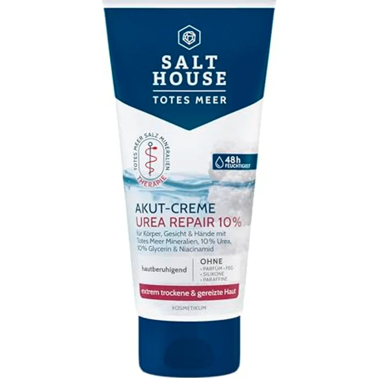 Salthouse Totes Meer Therapie Akut-Creme Urea Repair 10%, feuchtigkeitsspendende Körperpflege für extrem trockene Haut, 100ml – Bild 1