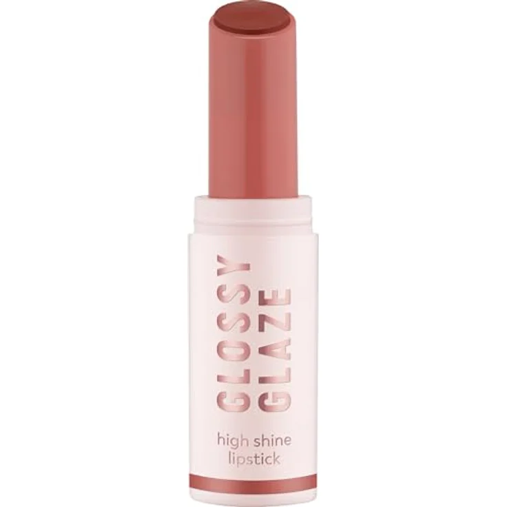 essence GLOSSY GLAZE High Shine Lipstick Nr. 05, hochpigmentiert, glänzend, farbintensiv, vegan, ölfrei, ohne Parabene, 1.9g, Nude – Bild 1