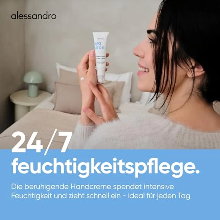 alessandro Hyaluron Hydro Intense Hand Cream, intensiv pflegende Handcreme mit Hyaluron & Aloe Vera, schnell einziehend, für normale & trockene Haut, vegan, 50 ml – Bild 2