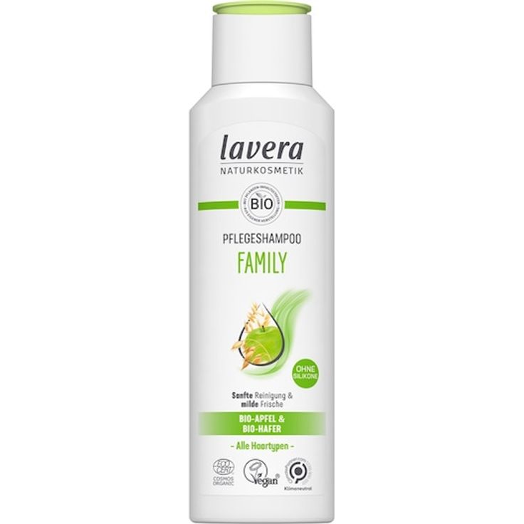 Lavera Pflegeshampoo Family Damen, 250 ml, mit Bio-Apfel & Bio-Hafer, vegan, sanfte Haarpflege für Groß und Klein