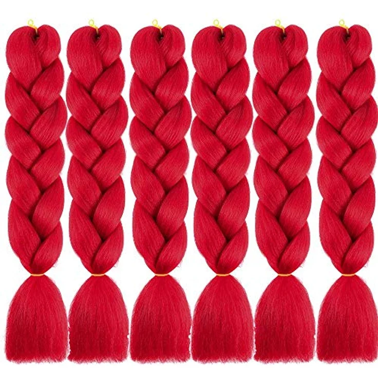 Shangxiu Rot Braiding Hair, 24" (60cm) Premium Hitzebeständige Kunsthaarverlängerungen, 6pcs/lot, Yaki Gerade Textur zum Einflechten – Bild 2