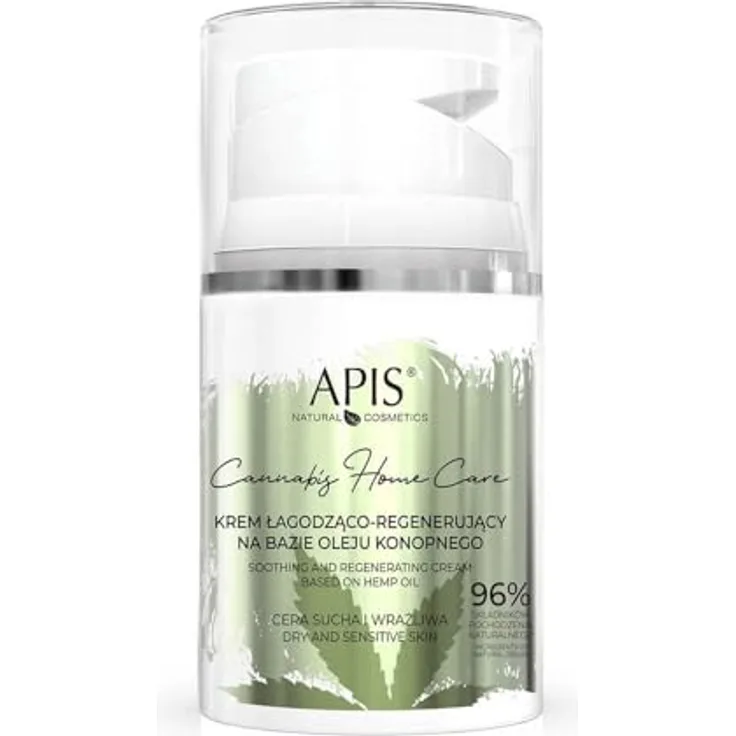 Apis Natural Cosmetics Cannabis Home Care, leichte feuchtigkeitsspendende Creme für trockene bis empfindliche Haut, 50 ml