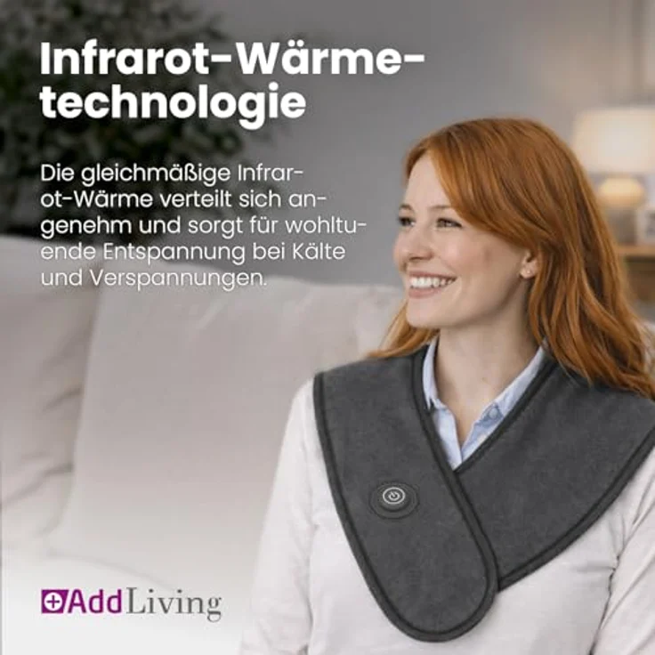 AddLiving Kabelloser Schulter- und Nackenwärmer, Infrarot-Heizkissen mit 5000 mAh Powerbank, USB-C, 3 Temperaturstufen, 59 x 48 cm – Bild 4