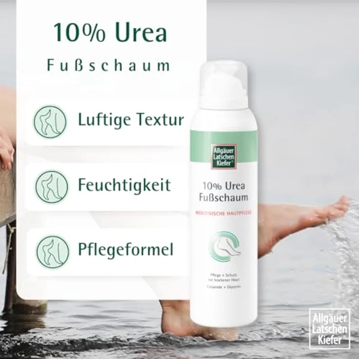 Allgäuer Latschenkiefer 10% Urea Fußschaum | Luftig-seidiger Fußschaum für eine sanfte Pflege und geschmeidig-zarte Füße | Mindert Druckstellen an trockenen Füßen | 150 ml – Bild 2