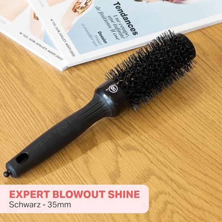 Olivia Garden Expert Blowout Shine Schwarz 35 Runde Keramikbürste - Glänzendes und frizzfreies Styling – Bild 2