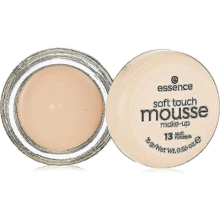 essence soft touch mousse make-up, Make Up, Foundation, Nr. 13 matt porcelain, nude, für Mischhaut, weichzeichnend, mattierend, matt, natürlich, vegan, ohne Parfüm, ohne Alkohol (16g)