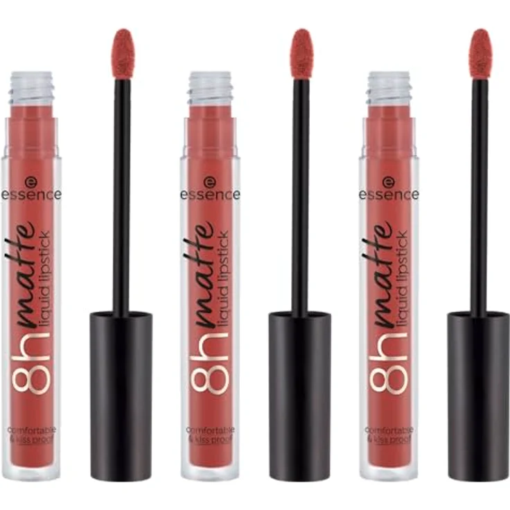 essence 8h Matte Liquid Lipstick, Nr. 16, Braun, langanhaltend, mattierend, schnelltrocknend, vegan, ölfrei, ohne Konservierungsstoffe, 3er Pack (3x2.5ml) – Bild 1