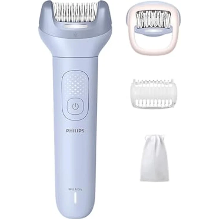 Philips BRE708/00, Epilierer mit 3 Aufsätzen, Nass- und Trockenanwendung, Blau – Bild 1