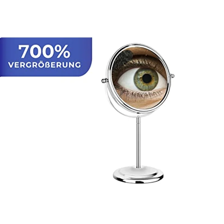 Maximex 7-fach Schmink-Hilfe - Rasierspiegel aus verchromten Stahl, Spiegelfläche ø 15 cm 700 % Vergrößerung, verchromtes Metall, 20 x 31.5 x 12 cm, Glänzend – Bild 2