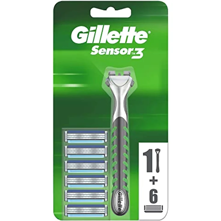 Gillette Sensor 3 Sensitive Rasierklingen, 6er Pack mit Griff – Bild 3