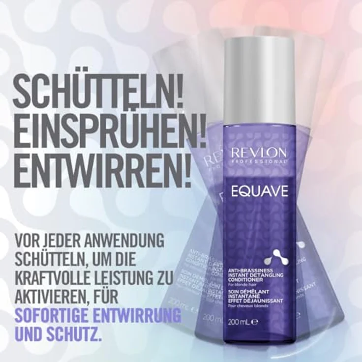 Revlon Professional Equave Anti-Brassiness professioneller, entwirrender Zwei-Phasen Conditioner für blondes, weißes und blondiertes Haar, 200ml – Bild 4