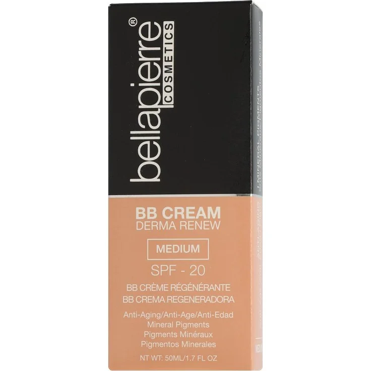 Bellapierre Cosmetics BB Cream Derma Renew Medium, mineralbasierte Gesichtscreme mit mittlerer bis voller Deckkraft und SPF 15/20, 50 ml