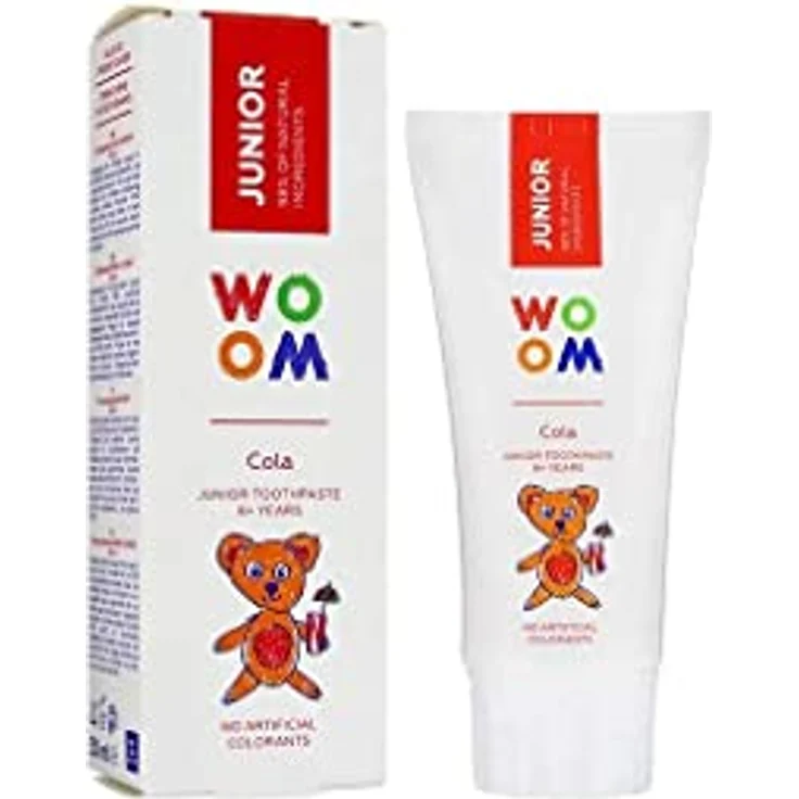 WOOM Junior Cola Kinderzahnpasta, 50 ml, stärkt Zahnschmelz und schützt vor Karies – Bild 2