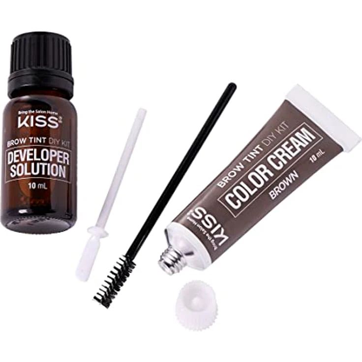 KISS Kiss Brow Tint Kit, Augenbrauenfarbe mit Biotin, Farbe Braun, hält bis zu 6 Wochen, 10 ml Farbcreme und Entwicklerflüssigkeit – Bild 2