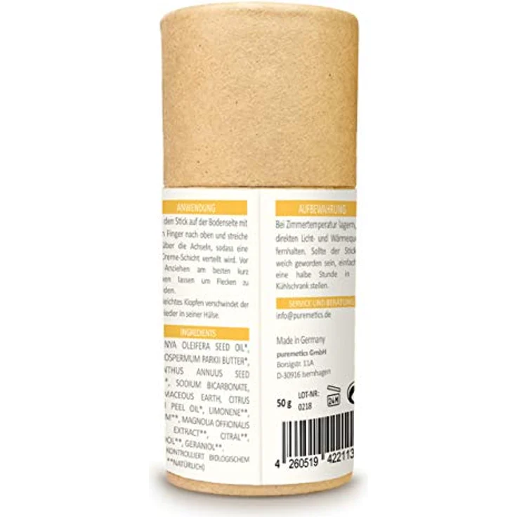 puremetics Deo-Stick Zitrone, 50 ml, vegan und hautfreundlich, ohne Aluminiumsalze und Alkohole, mit Sheabutter – Bild 2