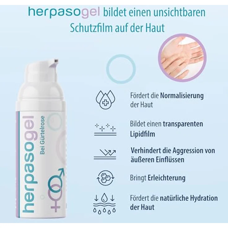 Evolsin Herpasogel bei Gürtelrose, medizinisches Gel zur Hautregeneration mit Hyaluronsäure, 50 ml – Bild 5