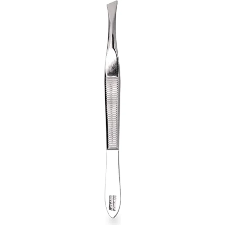 Niyok® Pinzette aus Solingen mit schräger Spitze, Profi Augenbrauenpinzette aus C45 Stahl, nickelfrei, Made in Germany – Bild 1