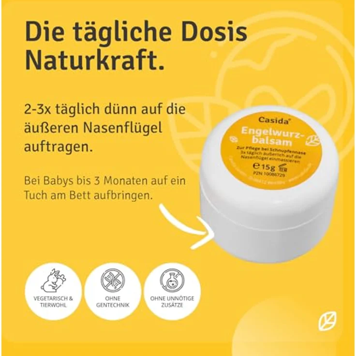 Casida Engelwurzbalsam Baby & Kinder, 15 g, pflanzliche Öle aus biologischem Anbau, dermatologisch getestet, ohne Konservierungsstoffe – Bild 3