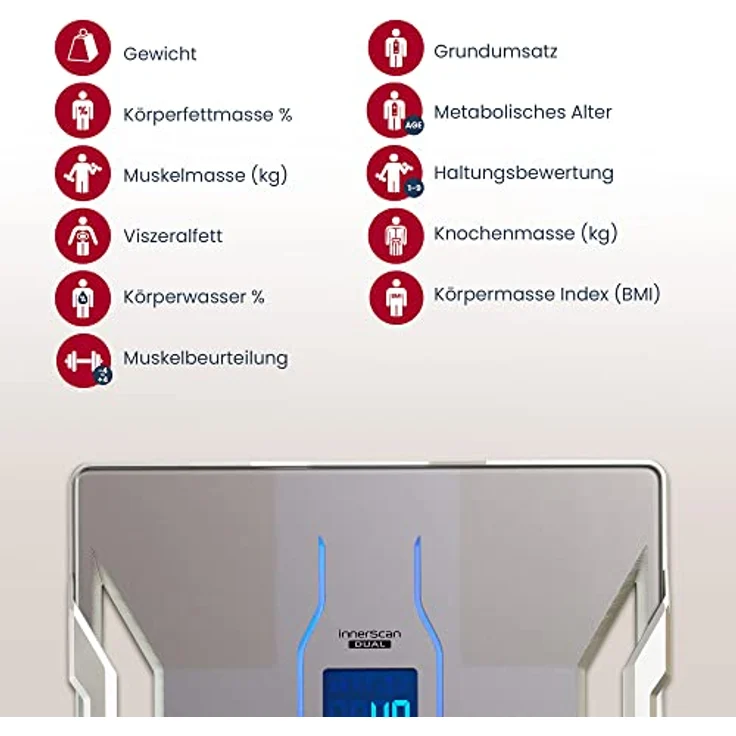 Tanita RD-953, Personenwaage mit Muskelqualitätsmessung, beige, maximale Belastung 200 kg, App-kompatibel – Bild 8