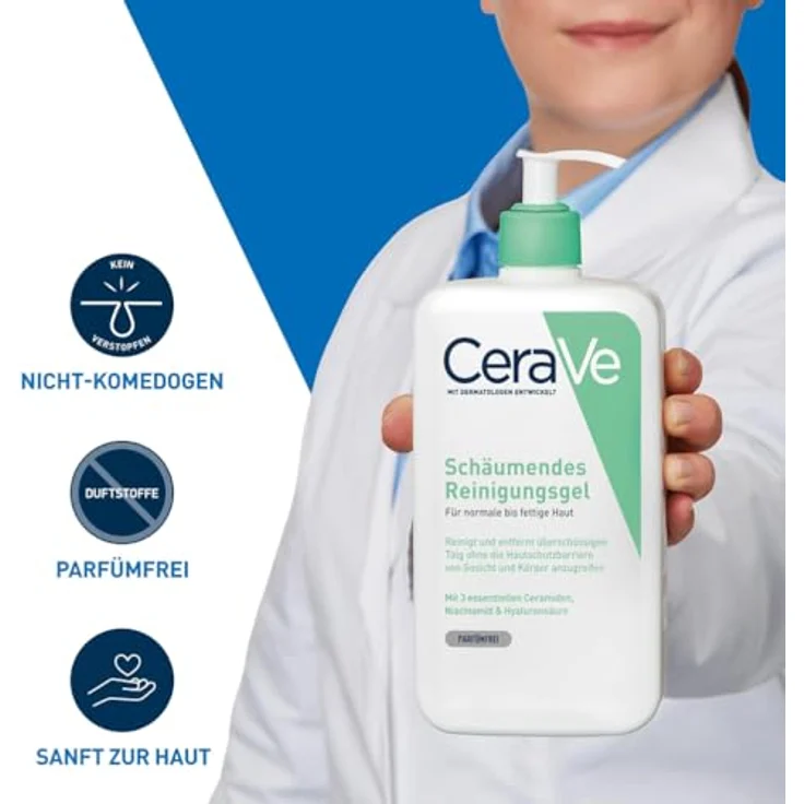 CeraVe schäumendes Reinigungsgel 473 ml für normale bis fettige Haut, reinigt ohne die Hautschutzbarriere anzugreifen – Bild 3