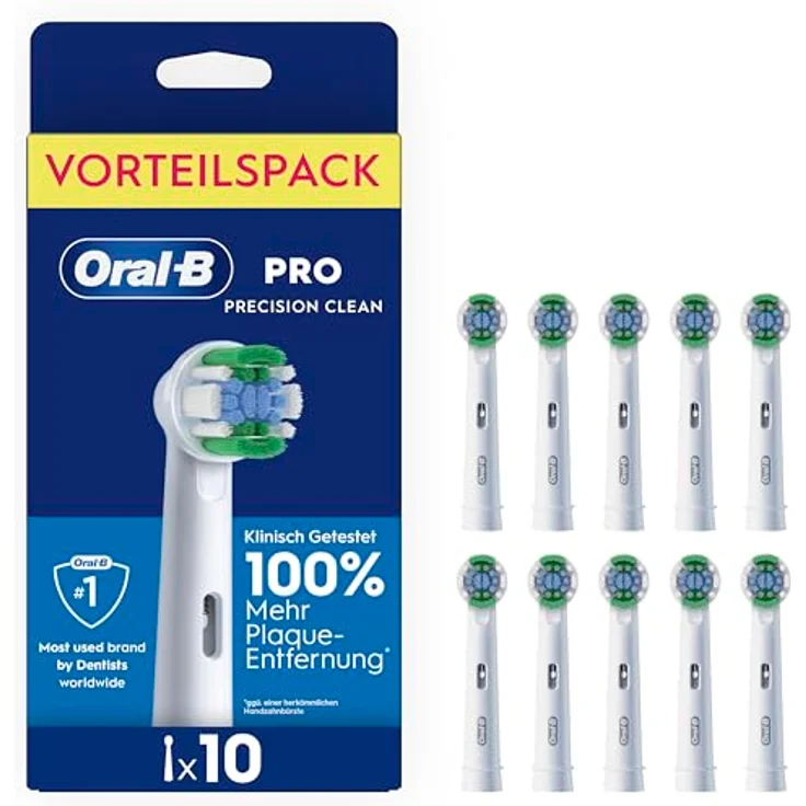 Oral-B Pro Precision Clean, ORIGINAL Aufsteckbürsten für elektrische Zahnbürsten, innovative X-förmige Borsten, 10 Stück, weiß – Bild 1