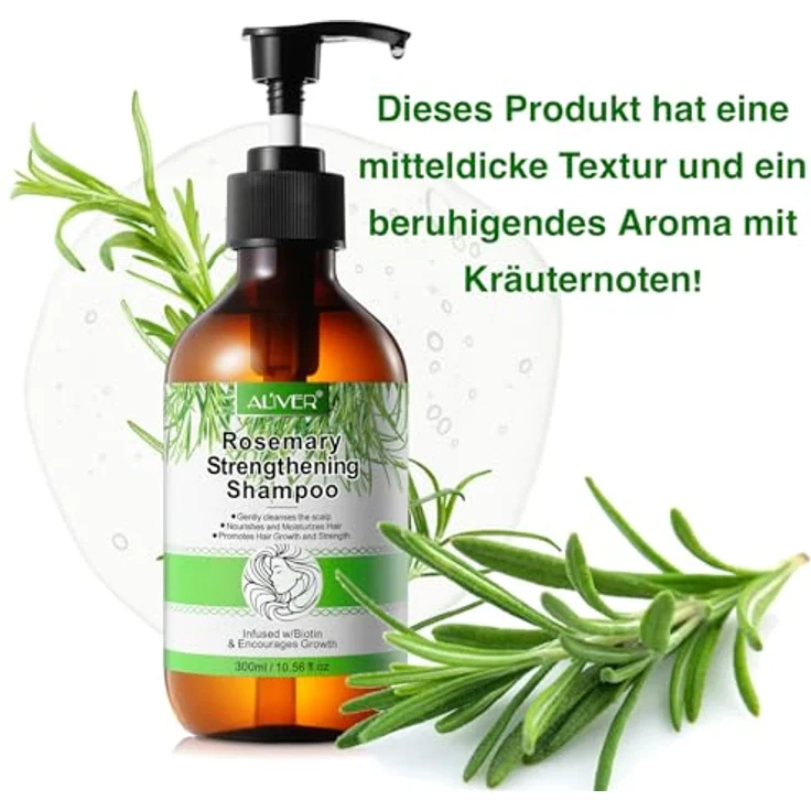 P-Beauty Rosmarin Shampoo für Haarwachstum 300ml, Pflegeshampoo gegen Haarausfall mit natürlichen Inhaltsstoffen, revitalisierendes Kopfhautshampoo für alle Haartypen – Bild 4
