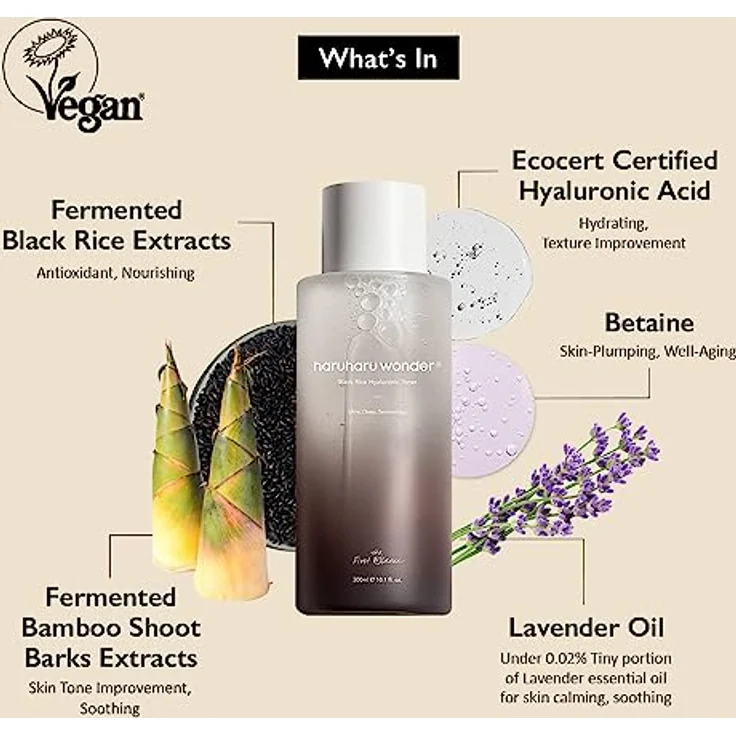 Haruharu Wonder Black Rice Hyaluronic Toner, Gesichtsreinigung mit 300 ml - feuchtigkeitsspendend und antioxidativ – Bild 2