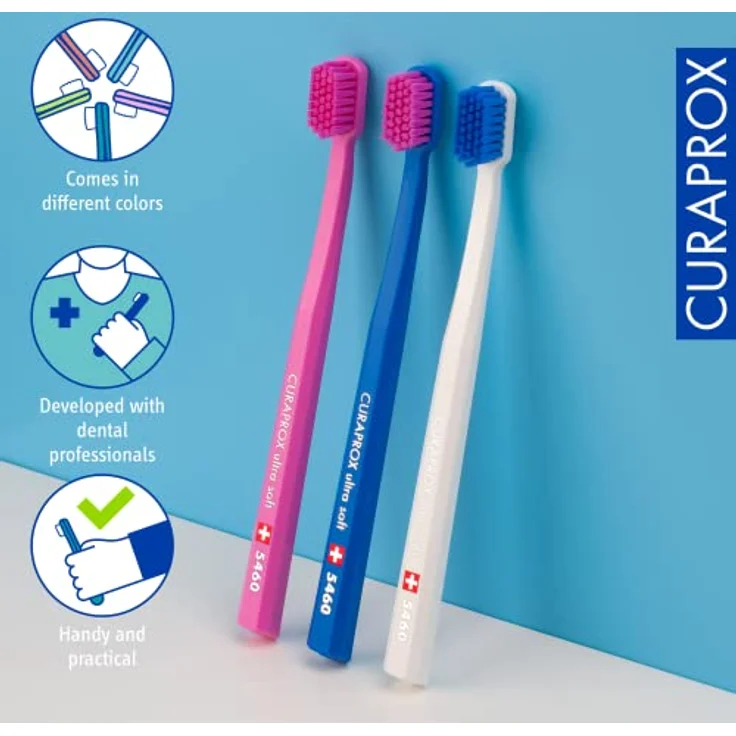 Curaprox CS5460 Handzahnbürste ultra soft, 3 Stück, farblich sortiert, Farbe nicht wählbar, sehr weiche Zahnbürste - Preisvergleich – Bild 4