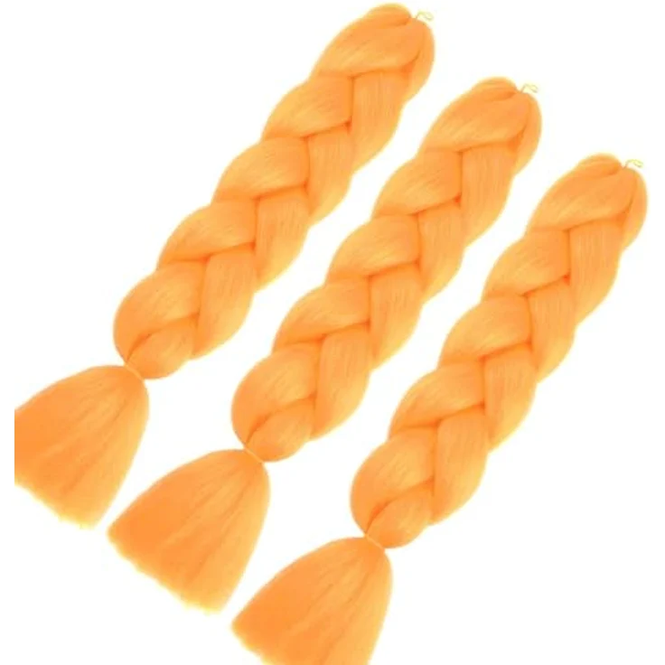 Shangxiu Orange Kunsthaar zum Einflechten, 3 Packs, 24" Yaki Textur, hitzebeständig, 300g – Bild 4