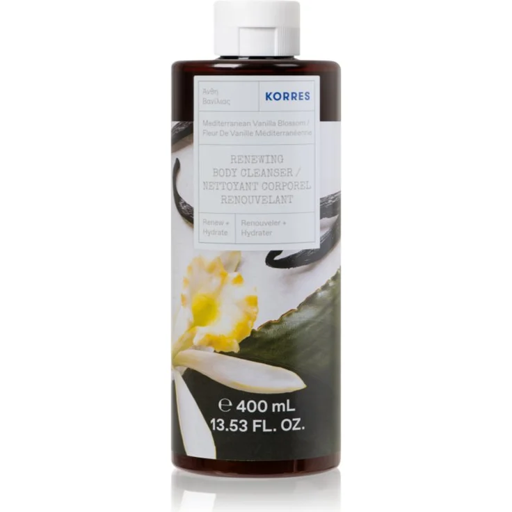 Korres Mediterranean Vanilla Blossom, energiespendendes Duschgel mit sanft reinigender Formel, 400 ml