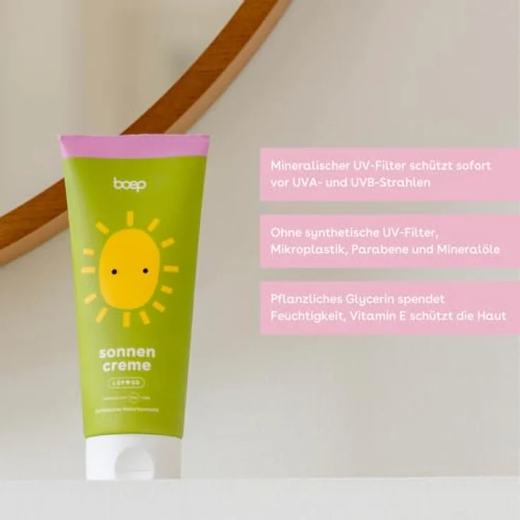 boep Sonnencreme LSF 30 (200 ml) – Mineralischer Sonnenschutz für Babys, Kinder & Erwachsene – Mit Zinkoxid, ohne chemische UV-Filter & Phthalate – Vegane Naturkosmetik, Made in Germany – Bild 3
