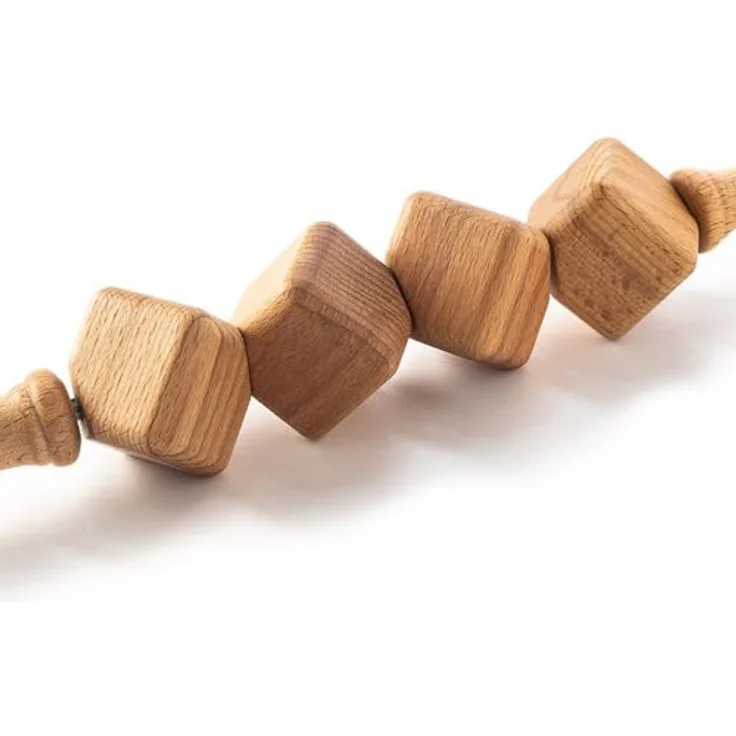 HABYS Holz Massageroller Anticellulite, 40 cm mit 4 rotierenden Buchenholz-Würfeln für Durchblutung & Muskelentspannung – Bild 3