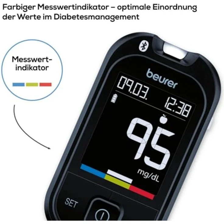 Beurer GL49 Blutzuckermessgerät für optimiertes Diabetesmanagement, mg/dl, 1 Stück – Bild 7