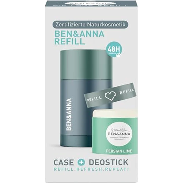 BEN&ANNA Persian Lime Deodorant Refill, natürliches festes Deodorant in Etui, 40 g, vegan und alkoholfrei – Bild 1