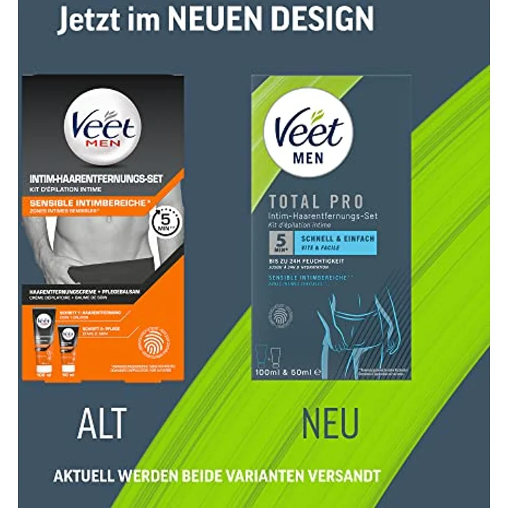 Veet MEN Intim-Haarentfernungs-Set, Enthaarungscreme (100 ml) & Pflegebalsam (50 ml), schnell & einfach, dermatologisch getestet – Bild 2