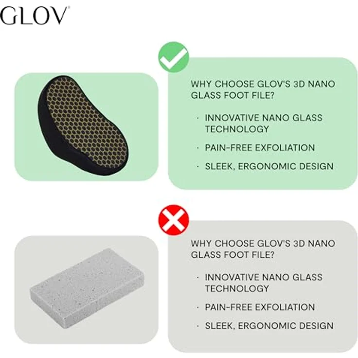 GLOV 3D Nano Fußfeile, ergonomisch aus schwarzem Glas, wiederverwendbar, sanfte Hornhautentfernung für trockene und nasse Haut – Bild 5