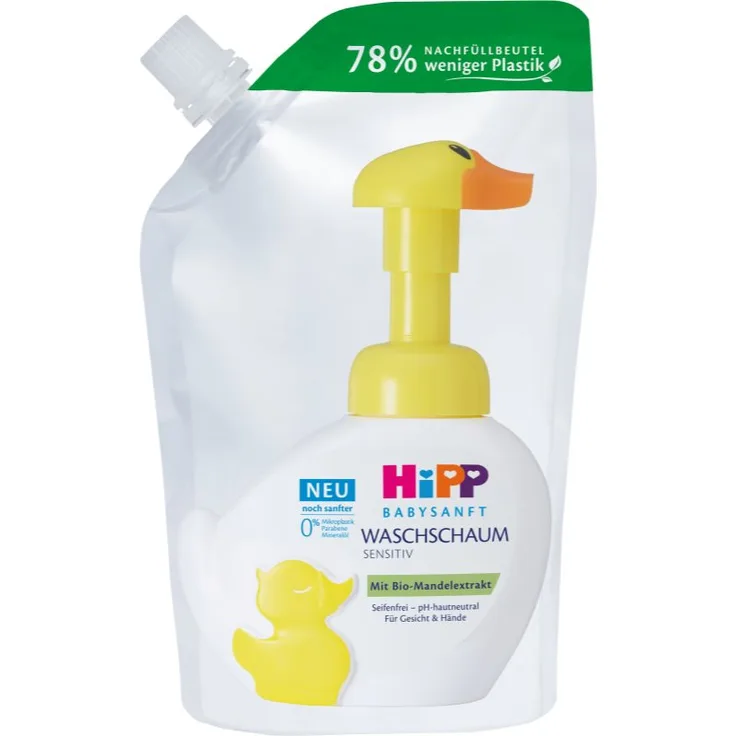 Hipp Babysanft Sensitive Reinigungsschaum Ersatzfüllung, 250 ml, sanfte Pflege für empfindliche Babyhaut, vegan und parfümfrei