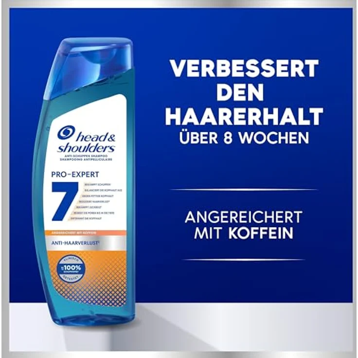 Head & Shoulders PRO-EXPERT 7 Anti-Haarverlust Anti-Schuppen-Shampoo Mit Koffein 250ml, Kompletter Kopfhautschutz, Klinisch Getestet. – Bild 4