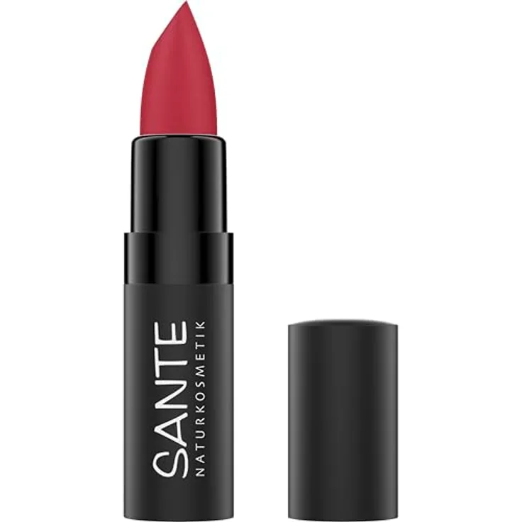 SANTE Naturkosmetik Ultra Matt Lipstick 06 Intense Cherry, mattierter Lippenstift mit Squalan und Hyaluron, 4,55g