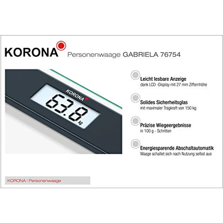 Korona 76754 Gabriela Glas, Personenwaage, solide und stabile Bauweise, unser zeitloser Klassiker – Bild 8