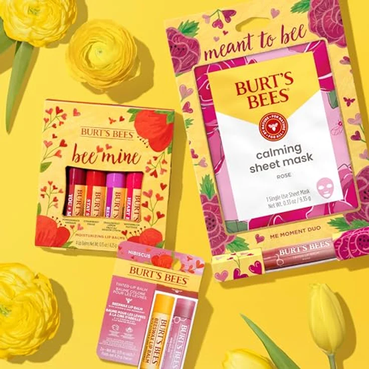 Burt's Bees Bee Mine Lip Balm 4-Pack, 4 x 4,25 g, fruchtige Geschmacksrichtungen: Wassermelone, Drachenfrucht-Zitrone, Erdbeere, Granatapfel, 100 % natürliche Inhaltsstoffe – Bild 5