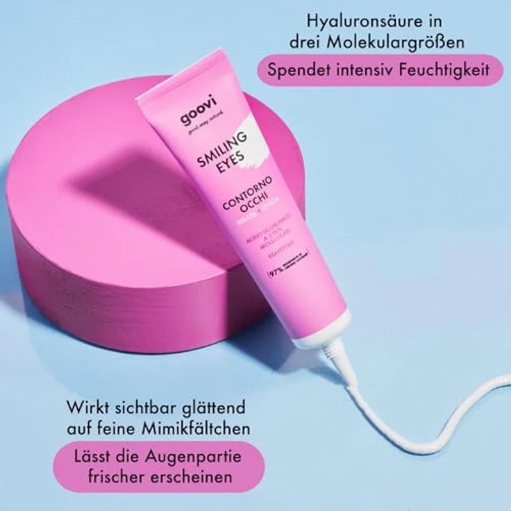GOOVI Smiling Eyes Eye Cream, Augencreme mit Hyaluronsäure & Hexapeptid, glättend und feuchtigkeitsspendend, 15ml – Bild 5