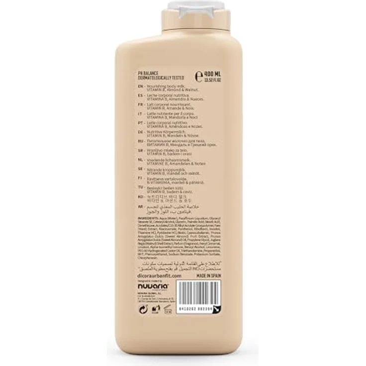 Dicora UrbanFit Body Milk Vitamina B, 400 ml, mit Milch von Mandeln und Walnüssen, cruelty-free – Bild 4