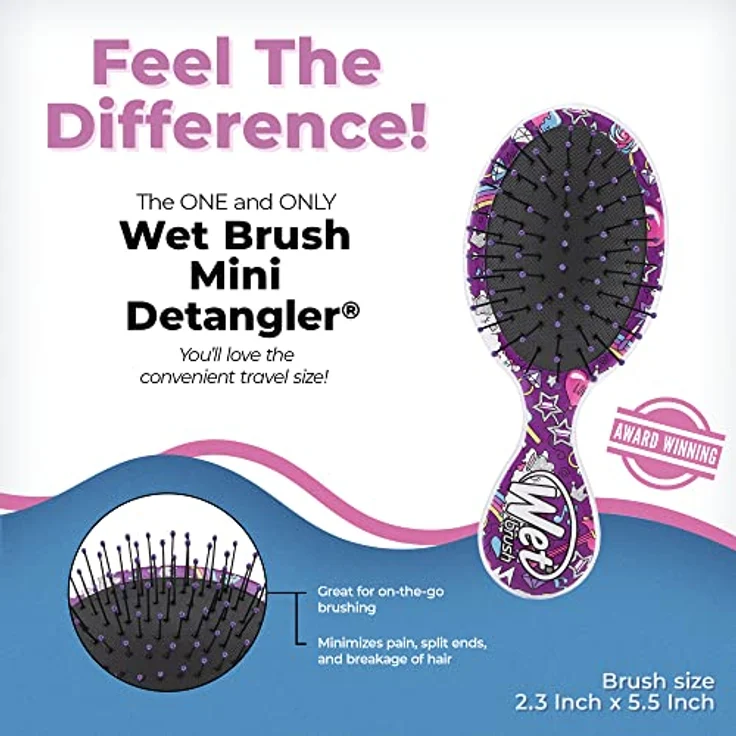 WetBrush Mini Happy Hair UltraSoft Bristles Travel Perfect Brush Suitable for All Hairtypes Mermaids & Unicorns – Bild 2