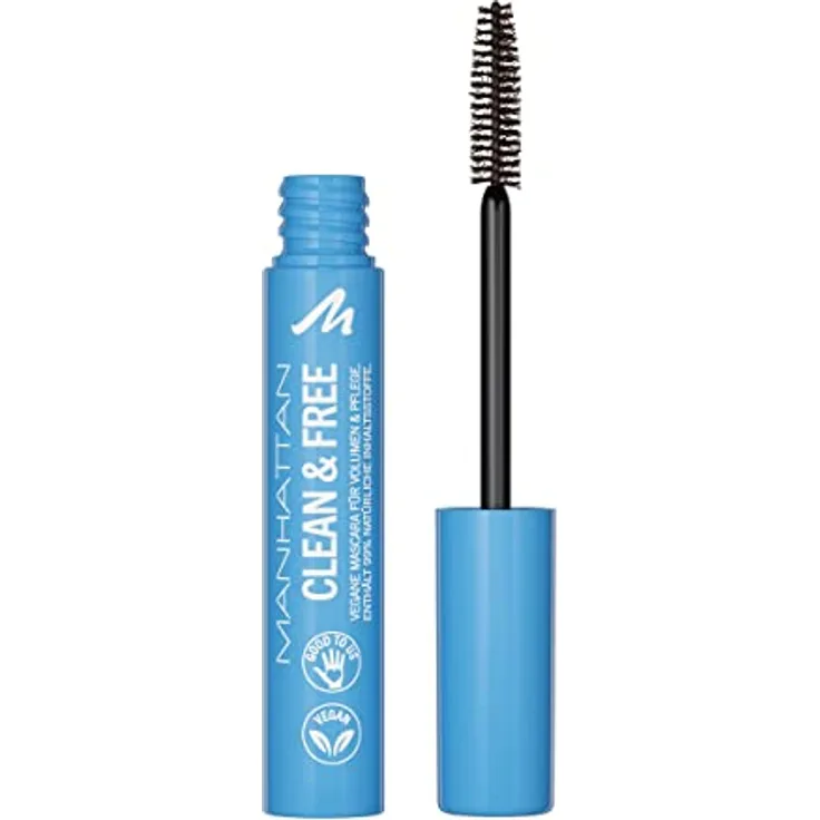 Manhattan Clean & Free Mascara Fb. 99T Brown, wasserfeste, pflegende Wimperntusche, vegan, 7 ml