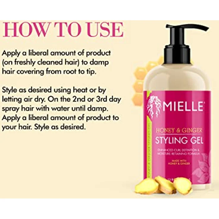 Mielle Organics Honey and Ginger Styling Gel 13oz, weiß, 384 ml (1er Pack) – Bild 5