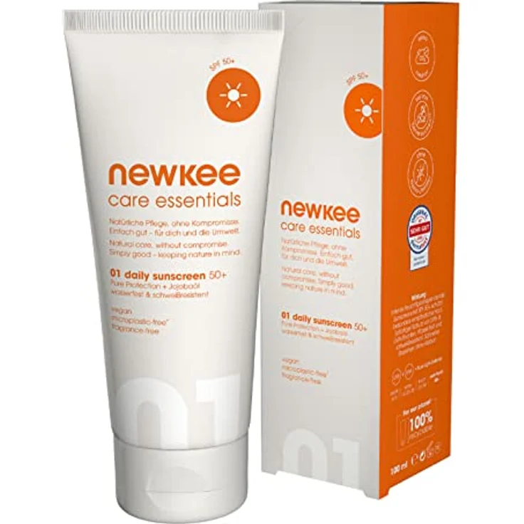 newkee Care Essentials 01 Daily Sunscreen Sonnencreme SPF 50+ (100ml) - Wasserfest, Ideal für Sportler, Parfümfrei & Vegan, Sonnenschutz entwickelt von Manuel Neuer & Angelique Kerber – Bild 1