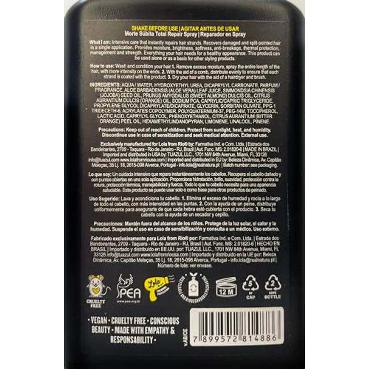 Lola Cosmetics Haar-Tonikum MORTE SÚBITA, 250ML - Intensiver Wiederaufbau für strapaziertes Haar, unisex, vegan und nachhaltig – Bild 3